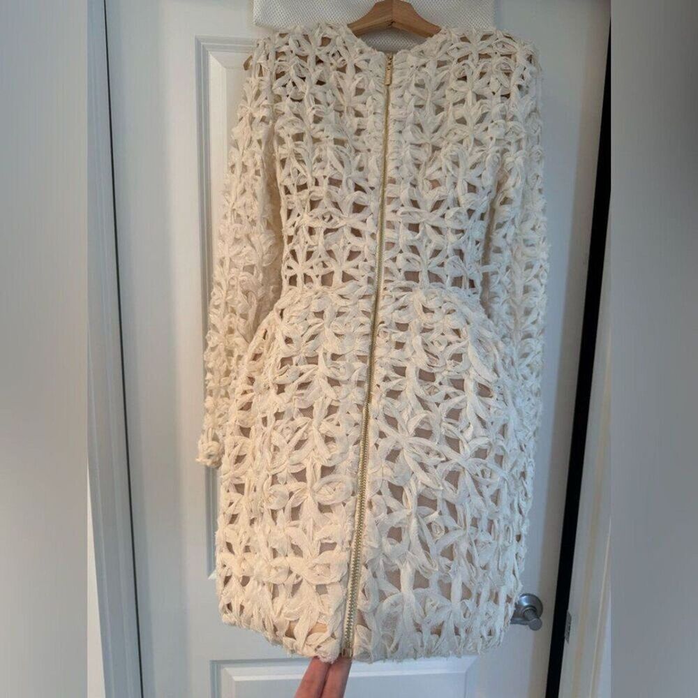 NWOT BRONX AND BANCO CASEY BEIGE MINI DRESS, wedding bridal long sleeve dress - Picture 7 of 16